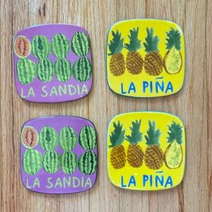 Anthropologie Colorful Fruit-Themed Coasters Set